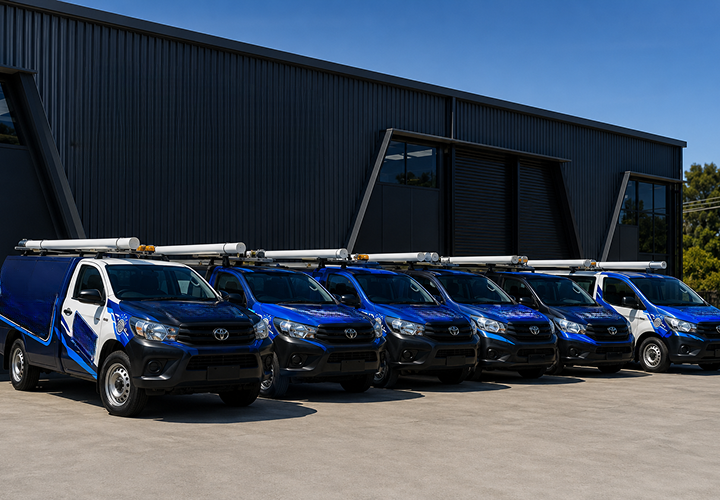 Fleet of Glenhaven Blocked Drains plumbing vans
