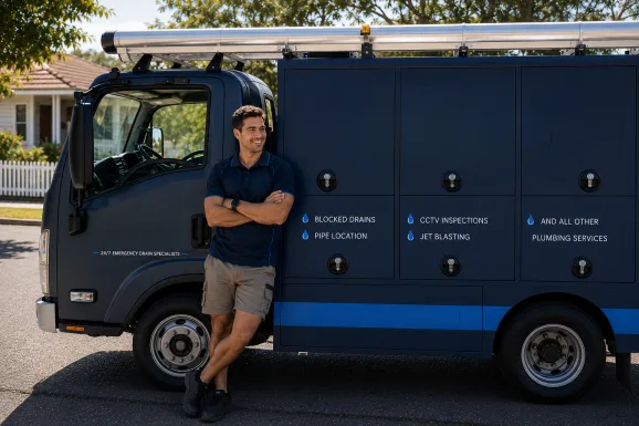 Our plumber with the service van on a Glenhaven job