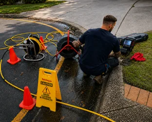 Plumber inspecting a blocked drain in Glenhaven